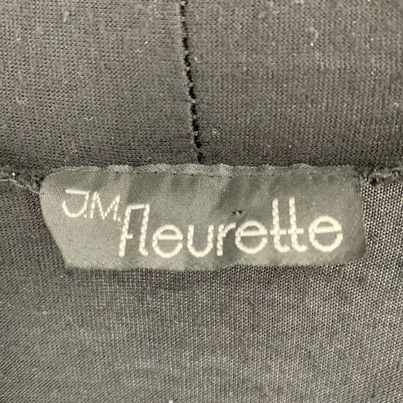 Women’s JM Fleurette Black Open Front Cardigan Size Small 3812 Semi-Sheer - Picture 3 of 7